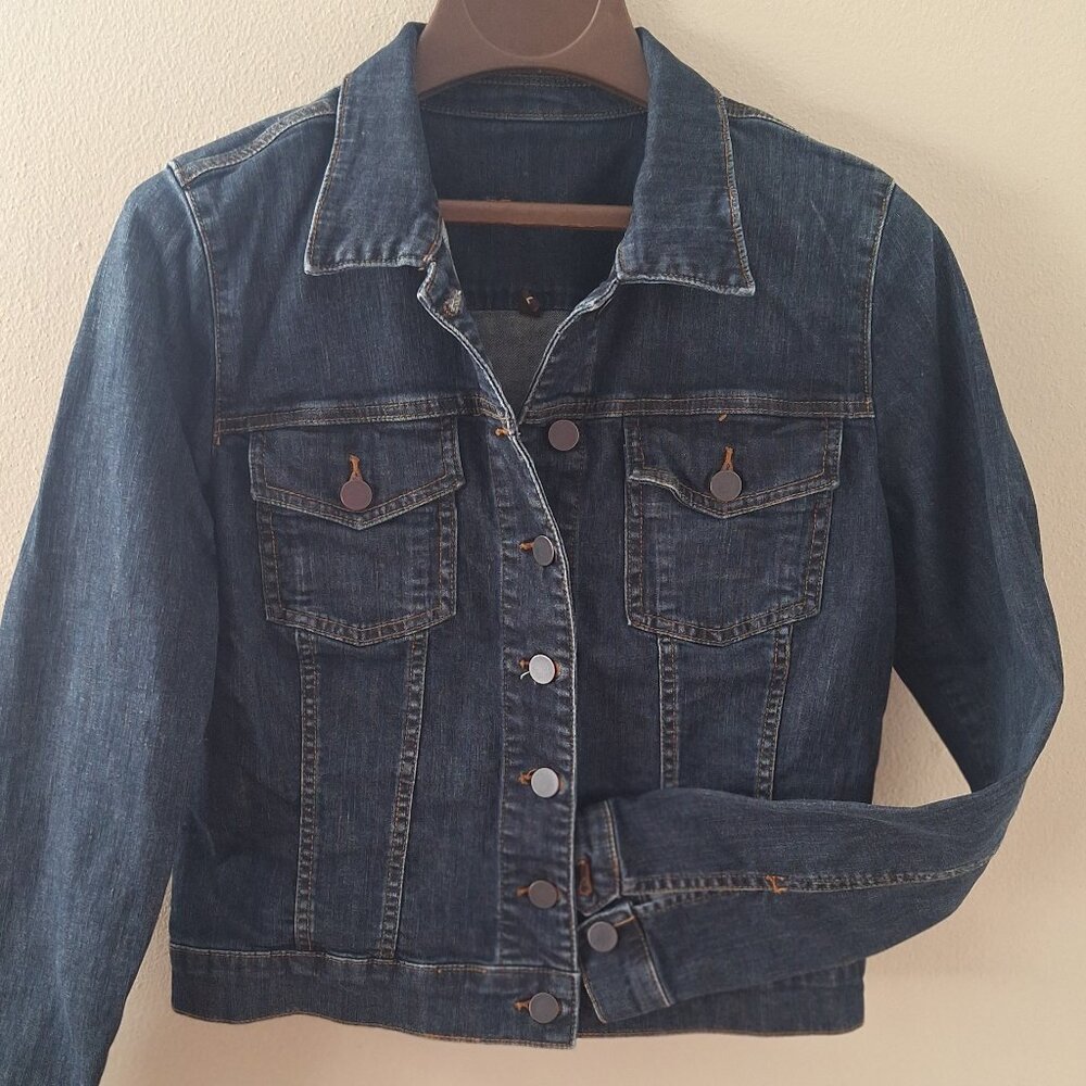 Women’s KUT From The Kloth Helena Cropped Denim Jacket Size Large Stretch